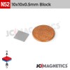10mm x 10mm x 0.5mm N52 Neodymium Magnet Square Block - 25/64" x 1/64" - 10x10x0.5mm