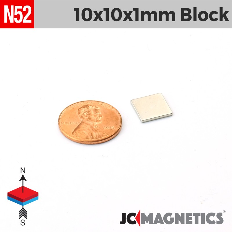 10mm x 10mm x 1mm N52 Neodymium Magnet 25/64" x 1/32 Square Block 10x10x1mm 10mm x 10mm x 1mm N52 Neodymium Magnet 25/64" x 1/32 Square Block 10x10x1mm