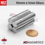 10mm x 1mm N52 Neodymium Disc Magnet - 25/64" x 1/32" Thin Disc 10x1mm