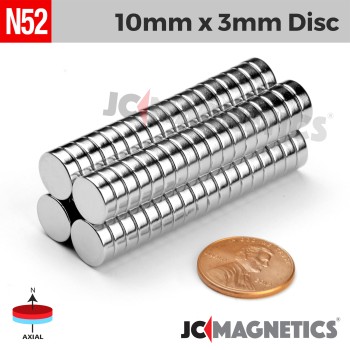 10mm x 3mm N52 Neodymium Disc Magnet - 25/64" x 1/8" - 10x3mm