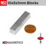10mm x 5mm x 1mm N52 Neodymium Block Magnet - 1/32" Thin Strip 10x5x1mm