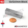 12mm x 12mm x 1mm N52 Neodymium Square Block - 15/32" x 1/32" - 12x12x1mm