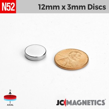 12mm x 3mm 15/32in x 1/8in N52 Discs Rare Earth Neodymium Magnet 12x3mm 12mm x 3mm 15/32in x 1/8in N52 Discs Rare Earth Neodymium Magnet 12x3mm