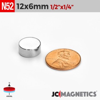 12mm x 6mm N52 Discs Rare Earth Neodymium Magnet 12x6mm 12mm x 6mm N52 Discs Rare Earth Neodymium Magnet 12x6mm
