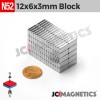 12mm x 6mm x 3mm N52 Neodymium Block Magnet - 12x6x3mm