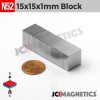 15mm x 15mm x 1mm N52 Neodymium Square Block Magnet 15x15x1mm