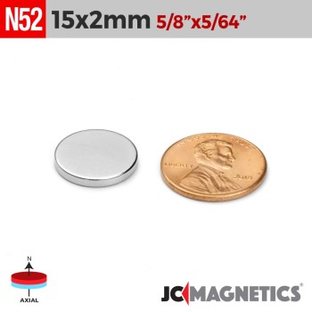 15mm x 2mm 19/32in x 5/64in N52 Discs Rare Earth Neodymium Magnet 15x2mm 15mm x 2mm 19/32in x 5/64in N52 Discs Rare Earth Neodymium Magnet 15x2mm