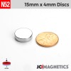 15mm x 4mm 19/32in x 5/32in N52 Discs Rare Earth Neodymium Magnet 15x4mm