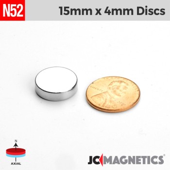 15mm x 4mm 19/32in x 5/32in N52 Discs Rare Earth Neodymium Magnet 15x4mm 15mm x 4mm 19/32in x 5/32in N52 Discs Rare Earth Neodymium Magnet 15x4mm