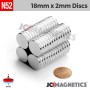 18mm x 2mm 45/64in x 5/64in N52 Discs Rare Earth Neodymium Magnet 18x2mm
