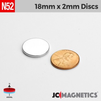 18mm x 2mm 45/64in x 5/64in N52 Discs Rare Earth Neodymium Magnet 18x2mm 18mm x 2mm 45/64in x 5/64in N52 Discs Rare Earth Neodymium Magnet 18x2mm