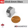 20mm x 0.5mm 19/64in x 1/32in N52 Thin Discs Rare Earth Neodymium Magnet 20x0.5mm
