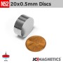 20mm x 0.5mm 19/64in x 1/32in N52 Thin Discs Rare Earth Neodymium Magnet 20x0.5mm