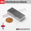 20mm x 10mm x 2mm N52 Neodymium Block Magnet - 5/64" Strip 20x10x2mm