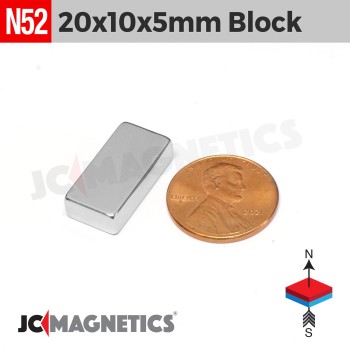 20mm x 10mm x 5mm N52 Block Rare Earth Neodymium Magnet 20x10x5mm 20mm x 10mm x 5mm N52 Block Rare Earth Neodymium Magnet 20x10x5mm