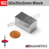 20mm x 20mm x 2mm N52 Neodymium Magnet Square Block - 20x20x2mm