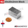 20mm x 20mm x 2mm N52 Neodymium Magnet Square Block - 20x20x2mm