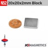 20mm x 20mm x 2mm N52 Neodymium Magnet Square Block - 20x20x2mm