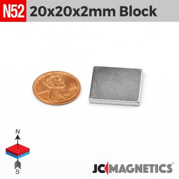 20mm x 20mm x 2mm N52 Neodymium Magnet Square Block - 20x20x2mm 20mm x 20mm x 2mm N52 Neodymium Magnet Square Block - 20x20x2mm