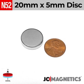 20mm x 5mm 25/32in x 13/64in N52 Discs Rare Earth Neodymium Magnet 20x5mm 20mm x 5mm 25/32in x 13/64in N52 Discs Rare Earth Neodymium Magnet 20x5mm
