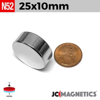 25mm x 10mm 63/64in x 25/64in N52 Discs Rare Earth Neodymium Magnet 25x10mm 25mm x 10mm 63/64in x 25/64in N52 Discs Rare Earth Neodymium Magnet 25x10mm