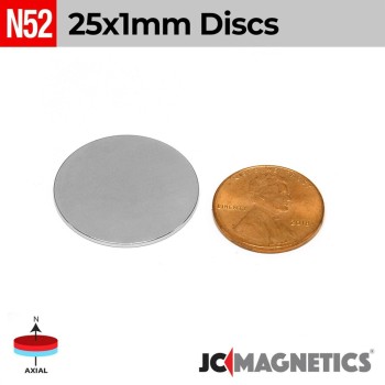 25mm x 1mm 63/64in x 1/32in N52 Discs Rare Earth Neodymium Magnet 25x1mm 25mm x 1mm 63/64in x 1/32in N52 Discs Rare Earth Neodymium Magnet 25x1mm