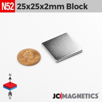 25mm x 25mm x 2mm N52 Square Block Rare Earth Neodymium Magnet 25x25x2mm 25mm x 25mm x 2mm N52 Square Block Rare Earth Neodymium Magnet 25x25x2mm