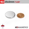 25mm x 3mm 63/64in x 1/8in N52 Discs Rare Earth Neodymium Magnet 25x3mm