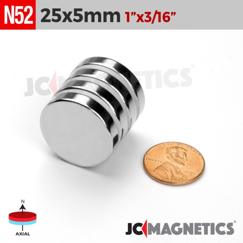 25mm x 5mm 63/64in x 13/64in N52 Discs Rare Earth Neodymium Magnet 25x5mm 25mm x 5mm 63/64in x 13/64in N52 Discs Rare Earth Neodymium Magnet 25x5mm