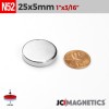 25mm x 5mm 63/64in x 13/64in N52 Discs Rare Earth Neodymium Magnet 25x5mm 25mm x 5mm 63/64in x 13/64in N52 Discs Rare Earth Neodymium Magnet 25x5mm