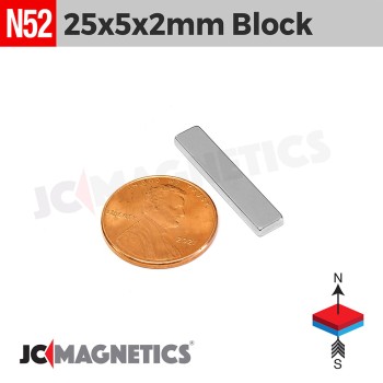 25mm x 5mm x 2mm N52 Block Rare Earth Neodymium Magnet 25x5x2mm 25mm x 5mm x 2mm N52 Block Rare Earth Neodymium Magnet 25x5x2mm