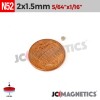 2mm x 1.5mm N52 Neodymium Disc Magnet - 5/64" x 1/16" Micro Disc 2x1.5mm