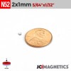 2mm x 1mm N52 Neodymium Disc Magnet - 5/64" x 1/32" Thin Disc 2x1mm 2mm x 1mm N52 Neodymium Disc Magnet - 5/64" x 1/32" Thin Disc 2x1mm