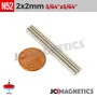 2mm x 2mm N52 Neodymium Cylinder Magnet - 5/64" x 5/64" Rod 2x2mm