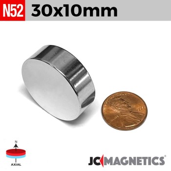 30mm x 10mm 1" 3/16" x 25/64in N52 Discs Rare Earth Neodymium Magnet 30x10mm 30mm x 10mm 1" 3/16" x 25/64in N52 Discs Rare Earth Neodymium Magnet 30x10mm