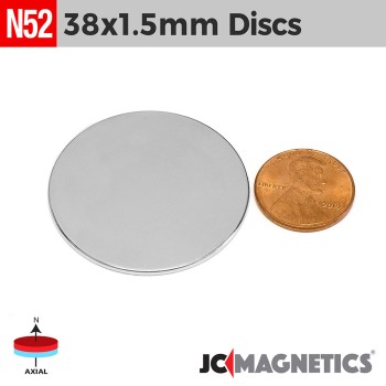 38mm x 1.5mm - 1.5in x 1/16in N52 Round Discs Rare Earth Neodymium Magnet 38x1.5mm 38mm x 1.5mm - 1.5in x 1/16in N52 Round Discs Rare Earth Neodymium Magnet 38x1.5mm