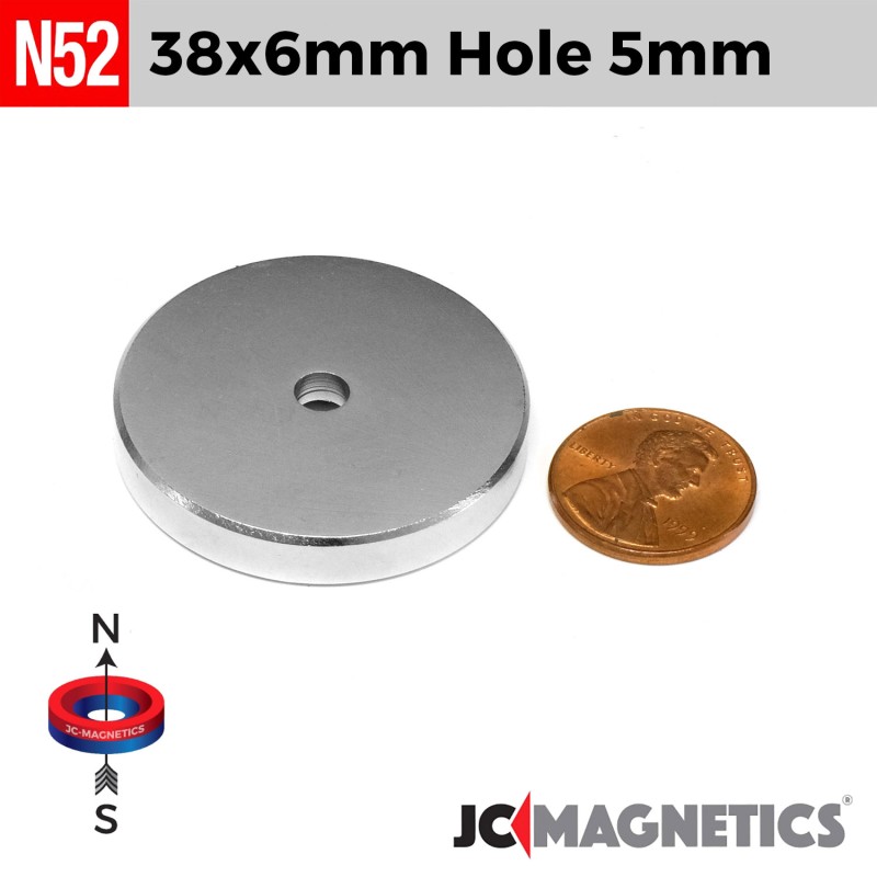 38mm x 6mm x Hole 5mm N52 Countersunk Rare Earth Neodymium Magnet Rings 38x6mm H5mm
