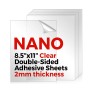Nano Double-Sided Adhesive 8.5"x11" Clear Transparent Sheets - 2mm Thickness | Strong Reusable Bonding Solution