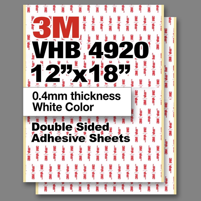 3M VHB 4920 12"x18" Double Sided Strong Adhesive 0.4mm thickness white sheets 3M VHB 4920 12"x18" Double Sided Strong Adhesive 0.4mm thickness white sheets