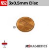 3mm x 0.5mm N52 Neodymium Disc Magnet - 1/8" x 1/64" Ultra-Thin 3x0.5mm