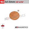 3mm x 1.5mm N52 Neodymium Disc Magnet - 1/8" x 1/16" Strong Disc 3x1.5mm