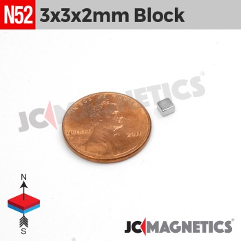 3mm x 3mm x 2mm N52 Neodymium Square Micro Magnet Block 3x3x2mm 3mm x 3mm x 2mm N52 Neodymium Square Micro Magnet Block 3x3x2mm