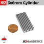 3mm x 6mm N52 Neodymium Cylinder Magnet - 1/8" x 15/64" Rod 3x6mm