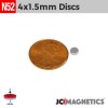 4mm x 1.5mm N52 Neodymium Disc Magnet - 5/32" x 1/16" Rare Earth 4x1.5mm