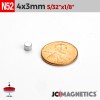 4mm x 3mm N52 Neodymium Cylinder Magnet - 5/32" x 1/8" Strong Disc 4x3mm