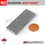 4mm x 4mm N52 Neodymium Cylinder Magnet - 5/32" x 5/32" Rod 4x4mm