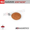 4mm x 4mm N52 Neodymium Cylinder Magnet - 5/32" x 5/32" Rod 4x4mm