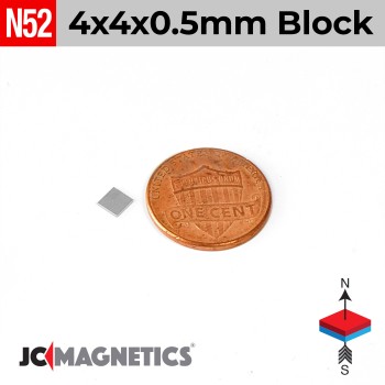 4mm x 4mm x 0.5mm N52 Neodymium Magnet Square Block - 5/32" x 5/32" x 1/64" 4x4x0.5mm 4mm x 4mm x 0.5mm N52 Neodymium Magnet Square Block - 5/32" x 5/32" x 1/64" 4x4x0.5mm