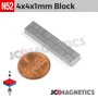 4mm x 4mm x 1mm N52 Neodymium Magnet 5/32" x 1/32" Square Block 4x4x1mm