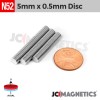5mm x 0.5mm N52 Neodymium Disc Magnet - 13/64" x 1/64" Ultra-Thin 5x0.5mm 5mm x 0.5mm N52 Neodymium Disc Magnet - 13/64" x 1/64" Ultra-Thin 5x0.5mm